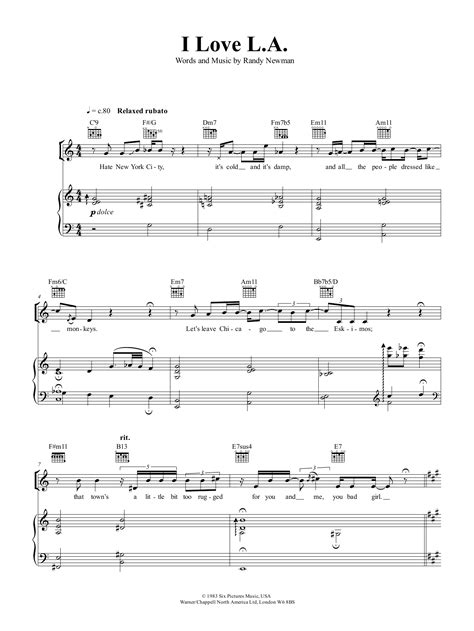 I Love L.A. von Randy Newman Noten zum Klavier, Gesang & Gitarren ...