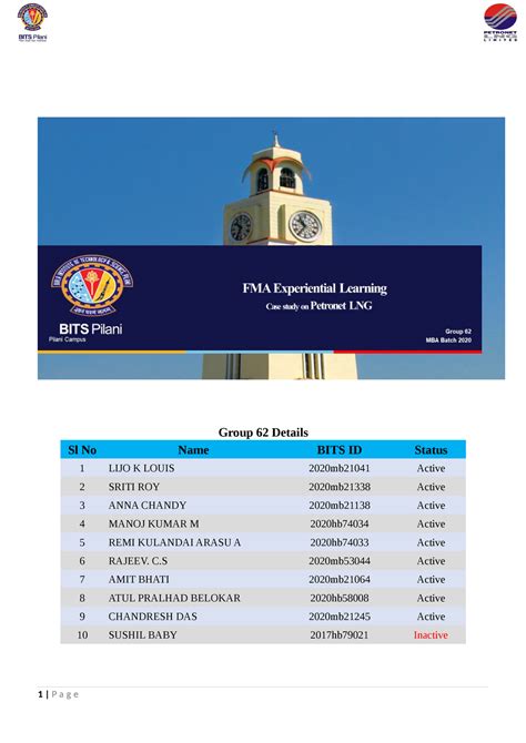 FMA Experiential Learning Group 62 Petronet - Managing people and ...