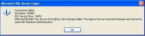 Image result for SQL Server Error 18452