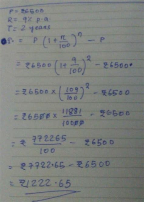 Find the compound interest on 6,500 for two years at 9% per annum ...