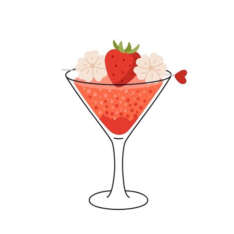 Strawberry cocktail with flowers and berry summer party drink ...