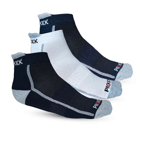 Prokick Low Ankle Socks for Men & Women, Assorted - Pack of 3 ...