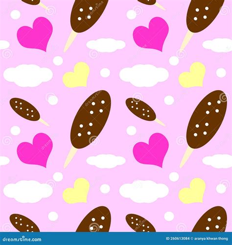 Seamless Cartoon Style Cute Pattern Wallpaper on Pink Background Stock ...