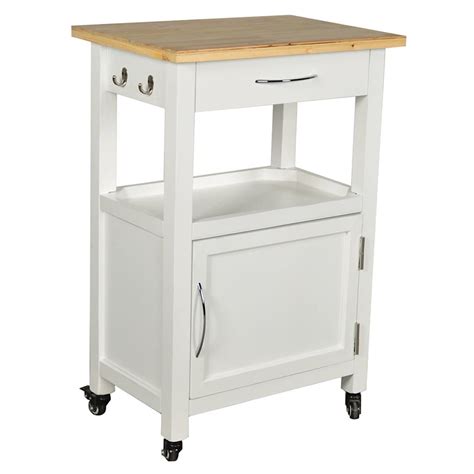 Lowe's White Mdf Base with Composite Butcher Block Top Rolling Kitchen ...