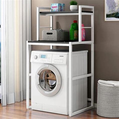 D'sign Lab's Washing Machine Organizer - White & Brown - 2 Tier | Dsignlab