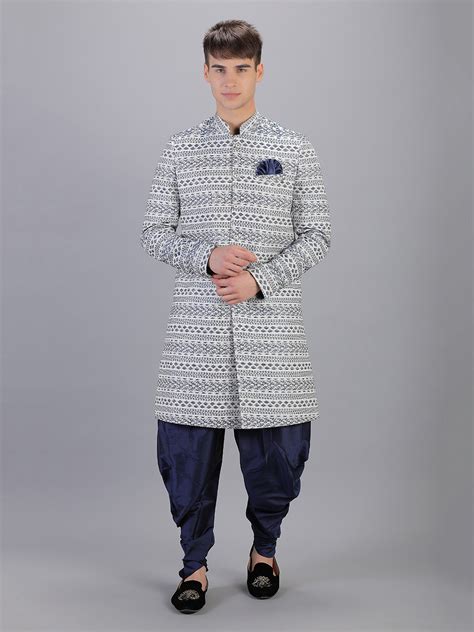 Rent/Buy Bluish White Indowestern | Home Trial | Free Delivery | CandidMen