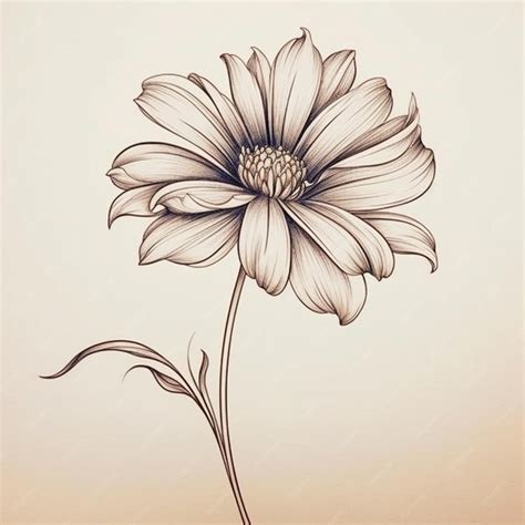 Premium Photo | A drawing of a flower with a stem and leaves.