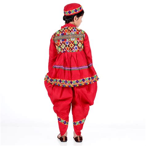 Gujarati Kedia Garba Dress for Boys with Dhoti, Angrakha &Cap-Red ...