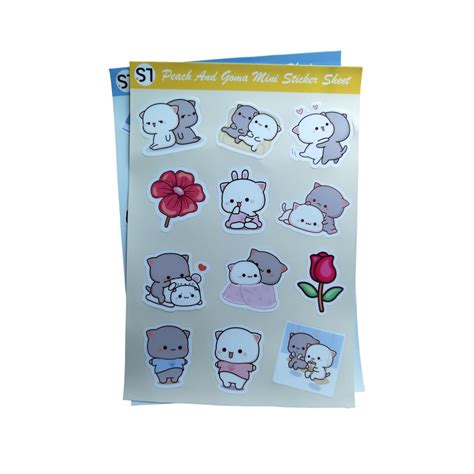 STICK STORE Peach Goma Couple Mini Stickers Sheet 12 Different Mini ...