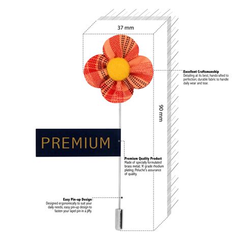 Buy The Four Petal Checkerd Flower - Orange, Yellow, Black Brooch Lapel ...