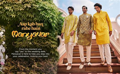 Buy Manyavar Kurta Set for Men, Full Sleeves Mandarin Collar Ethnic ...