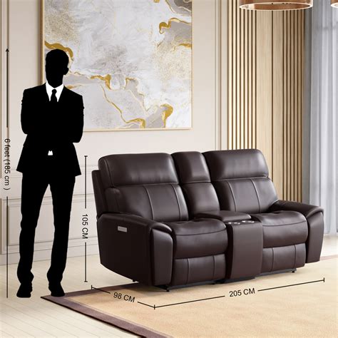 Buy Stockholm Half Leather 2-Seater Electric Recliner Set - Brown from ...