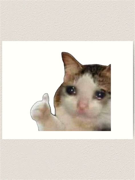 "sad cat thumbs up - meme" Art Print for Sale by pusla | Redbubble
