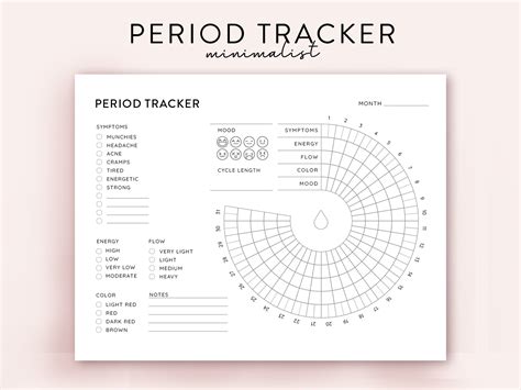 Minimal Period Tracker Digital Women Period Planner Landscape ...