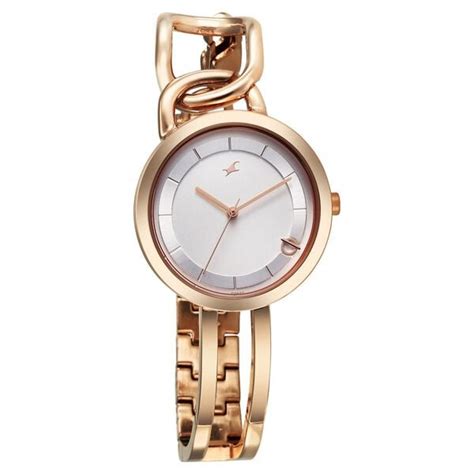 Buy Online Fastrack Opulence Quartz Analog Silver White Dial Champagne ...