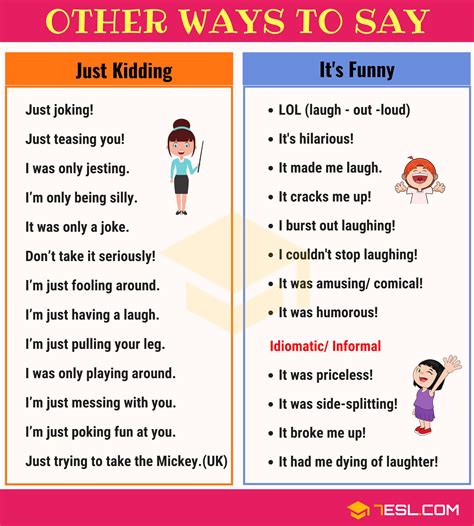60 Other Ways to Say "Just Kidding" and "It's Funny" in English • 7ESL