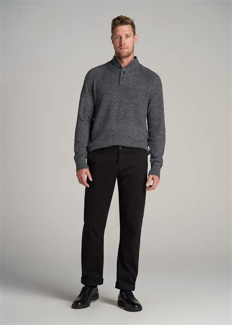 Three Button Mock Neck Tall Men's Sweater | American Tall
