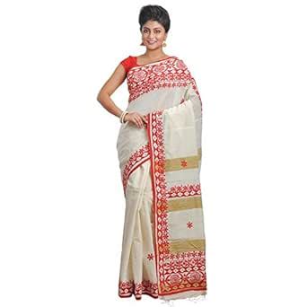 Buy Sutanati Creation Cotton Made Red Colored Striped Type Saree For ...