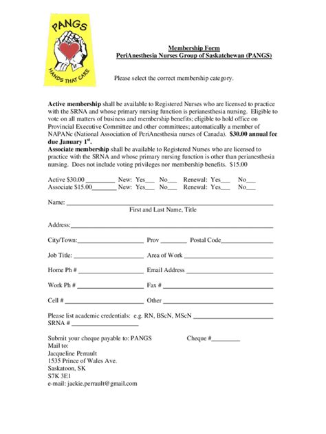 Fillable Online PeriAnesthesia Nurses Group of Saskatchewan (PANGS) Fax ...