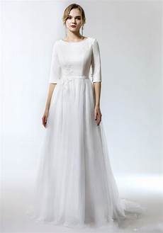 Simple Wedding Dresses With Sleeves by Discount 2019 New Simple A Line Modest Wedding Dress Simple Wedding Dresses With Sleeves