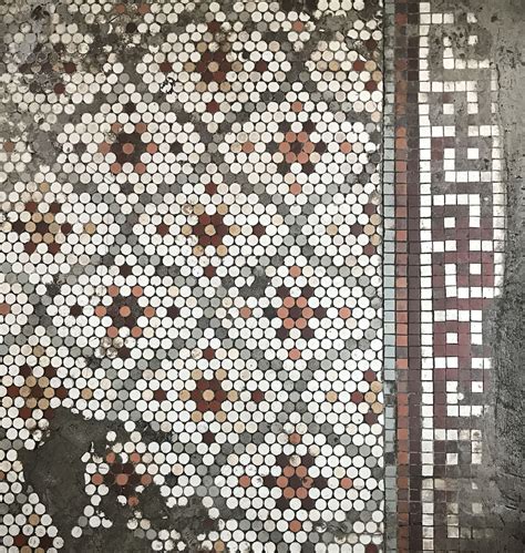 Gorgeous penny tile mosaic floor from the early 20th century. | Penny ...