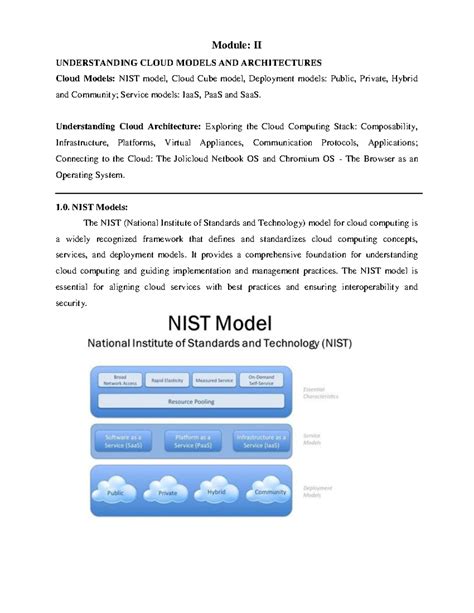 Unit 2 - Good - Module: II UNDERSTANDING CLOUD MODELS AND ARCHITECTURES ...