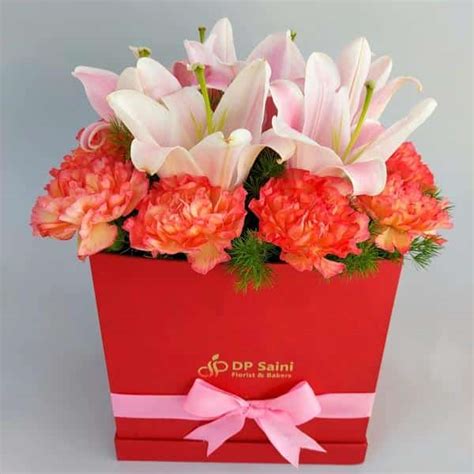 Box of carnation & lilies - DP Saini Florist & Baker's