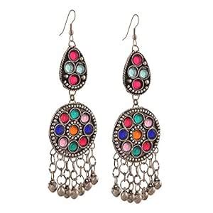 Tiara jewellery Alloy Afghani Fashion Earring (Multi-colored) : Amazon ...