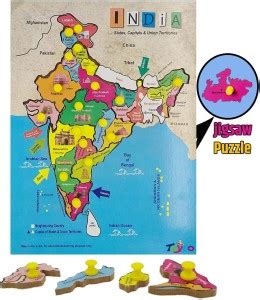 SHALAFI High Quality India Map Learning Board Puzzle with Knobs ...