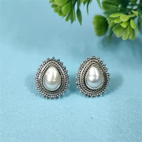 Jewelatoz Real Pearl Glow 92.5 Sterling Silver Stud Earrings Price in ...