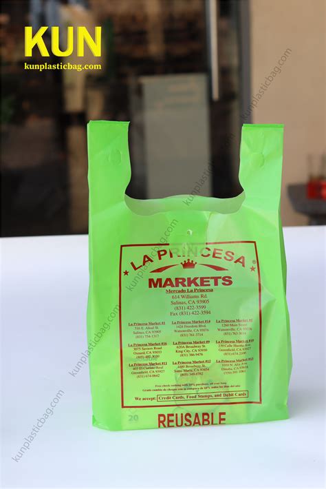 Green Plastic Shopping Bag For Supermarket - Kun Plastic Bag Company