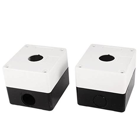 2Pcs 22mm Hole Dia Push Button Control Station Box Black White : Amazon ...