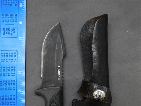 Gerber Fixed Blade Hunting Survival Knife with Leather Sheath