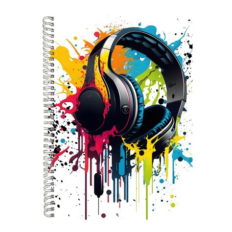 Headphones A4 Notebook Spiral Lined Gaming Graphic Notepad Gamers Gift ...