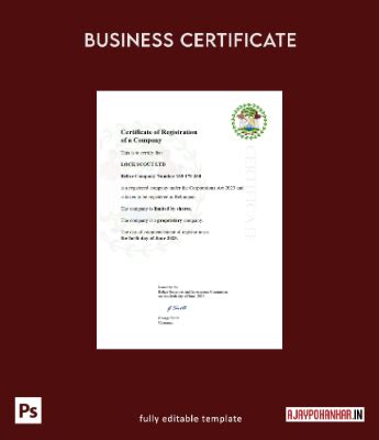 instant access Belize certificate of registration Word and PDF template