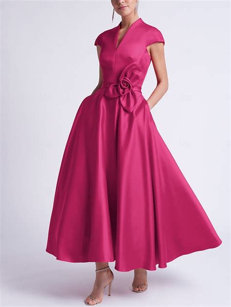 A-Line Tea Length Cocktail Dresses Party Dresses Wedding Guest Dresses ...