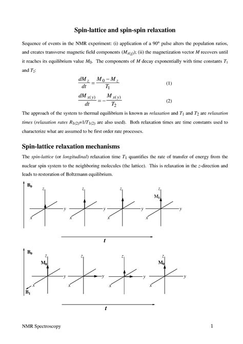 Nuclear magnetic resonance spectroscopy-Spin-lattice and spin-spin ...