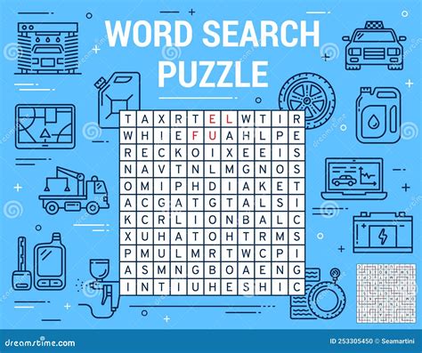 Car Spare Parts, Garage Station Word Search Game Stock Illustration ...
