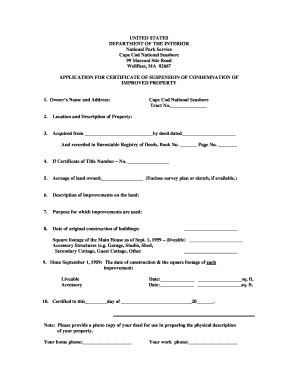 2007 Form DOI Application for Certificate of Suspension of Condemnation ...