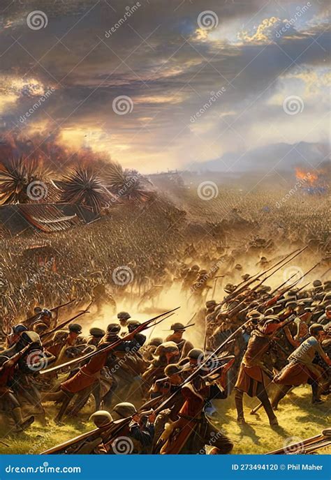 Central Plains War Ca 1930. Fictional Battle Depiction. Generative AI Stock Illustration ...