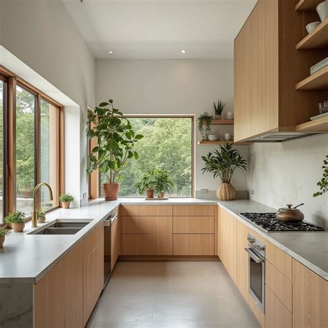 Organic Modern Kitchen with Warm Wood & Natural Stone 🍃 | Modern ...