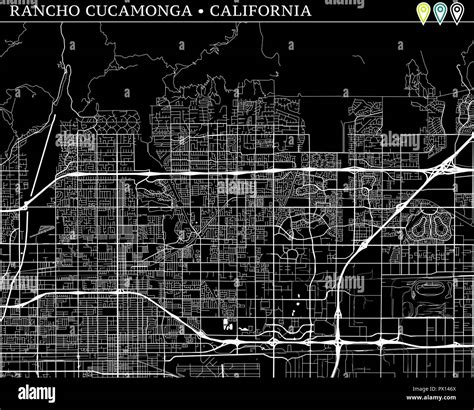 Simple map of Rancho Cucamonga, California, USA. Black and white ...