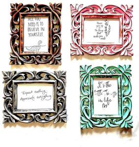 THE ZARA ENTERPRISES QQWEWE-907654 6 inch Wooden Photo Frame Set of 4 ...