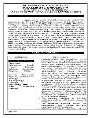 KHALLIKOTE UNIVERSITY Doc Template | pdfFiller