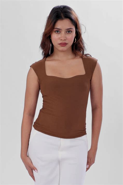 Sia Sweetheart Neckline Top - Mocha Brown – Cheesewalk
