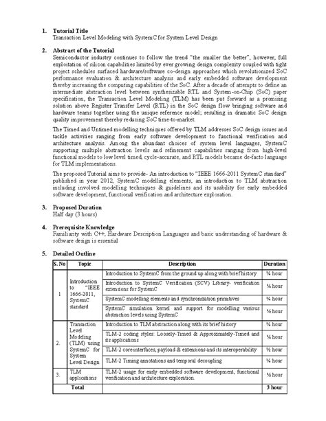 Tut5 - Ghj - 1. Tutorial Title Transaction Level Modeling with SystemC ...