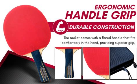POWERKRAFT Carbon Warrior Table Tennis Racket, Professional TT Bat with ...