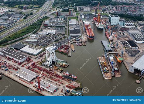 Port of Rotterdam editorial stock photo. Image of aerial - 32337108