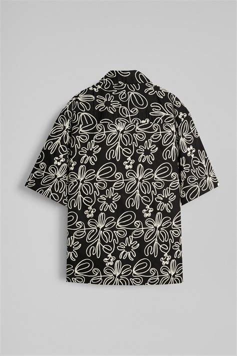 BLACK FLORAL PRINT UNISEX SHIRT