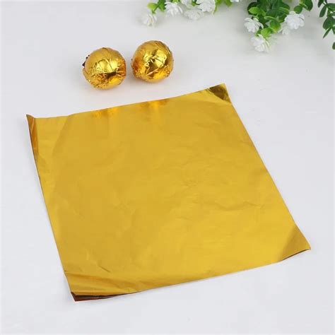 Golden Aluminium Chocolate Wrapper Foil / Chocolate Candy Wrappers Alu ...